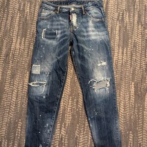 Women's Distressed Blue Jeans